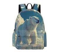 TPISLI Sac Collège Motif Ours Polaire pour Garçon et Fille 11-15 Ans Cartable Motif Animal CE1 CE2 CM1 Sac à Dos Durable À la Mode pour Cours Sorties Loisirs, School Bag Usage Quotidien et Sorties