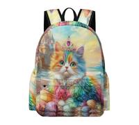 TPISLI Sac Coloré Chat Ecole Fille Primaire, Voituretable Enfant Scolaire Avec Animal Chaton, Sac À Dos Pour CP CE 6 À 10 Ans Pour Voyages Et Un Usage Quotidien
