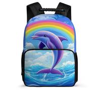 TPISLI Sac Dauphin Motif Enfants 7-11 Ans Sac à Dos Vie Marine Imprimé pour Fille Garçon Cours Primaire School Bag, Dos Rembourré Léger Durable Loisirs Sorties