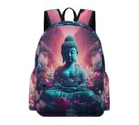 TPISLI Sac d'École Bouddha Lotus Collège Adolescent Garçon Cartable Bouddhisme 13 Ans Adolescente Fille Cartable Scolaire Léger Imperméable pour Promenade Randonnée et Sorties