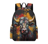 TPISLI Sac d'École Bovin Vache 10-15 Ans Fille Sac à Dos Taureau Bison Collège Élève Garçon Cartable Léger Imperméable pour Promenade Randonnée et Sorties Usage Quotidien Loisirs