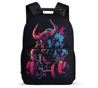 TPISLI Sac d'École Bull Bison Enfants 6-11 Ans Sac d'École Vache Buffalo pour Enfants CM1 CM2 School Bag, Détails en Feutre Poignée Solide Promenade Randonnée