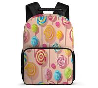 TPISLI Sac d'École Colourful Candy Motif CM1 CM2 pour Garçons Filles Sac d'École 6-11 Ans Backpack, Détails en Feutre Dos Rembourré Voyage Quotidien