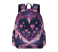 TPISLI Sac d'École Cœurs Motif Collège Adolescent Garçon Cartable Amour Cœurs 13 Ans Adolescente Fille Cartable Scolaire Léger Imperméable pour Promenade Randonnée et Sorties