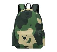 TPISLI Sac d'École Design Camouflage Ours Garçon Fille 12 Ans Sac à Dos Camouflage Primaire CE1 CE2 Cartable Léger Imperméable pour Cours Sorties Loisirs, School Backpack Rentrée Scolaire et Cadeau