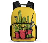 TPISLI Sac d'École Design Drôle Cactus pour Garçon Fille 5-10 Ans, Sac à Dos Imprimé Plantes Cartable Scolaire, Backpack, Tissu 1680D, Détails en Feutre, Rentrée Voyage