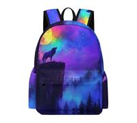 TPISLI Sac d'École Design Loup Garçon Fille 9-14 Ans Sac à Dos Imprimé Animal Loup Primaire CE1 CE2 Cartable Léger Grand Format pour Cours Sorties Loisirs, Daypack Rentrée Scolaire et Cadeau