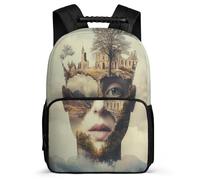 TPISLI Sac d'École Face Art Design Enfants 7-12 Ans Sac Collège 3D Imprimé pour Garçon Fille École Primaire School Bag, Poches Latérales Détails en Feutre Cadeau de Rentrée