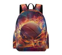 TPISLI Sac d'École Flamme Basketball Garçon 11 Ans Sac à Dos Feu Basketball Fille CM2 Cartable Léger Imperméable pour Voyage Cours et Cadeau d'Anniversaire, Backpack Usage Quotidien