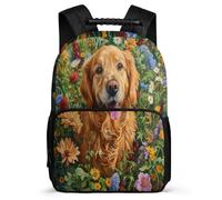 TPISLI Sac d'École Golden Retriever Chien Enfants 6-10 Ans Sac à Dos Chiot pour Garçon Fille École Primaire Bookbag, Dos Rembourré Poches Latérales Cadeau Anniversaire