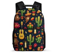 TPISLI Sac d'École Guitare Cactus Enfants 8-12 Ans Cartable Fleurs pour Garçons Filles CP CE1 School Bag, Poignée Solide Tissu 1680D Loisirs Sorties