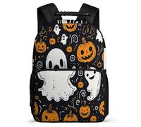 TPISLI Sac d'École Halloween Thème pour Filles Garçons Cours Primaire Sac Scolaire Fantôme 6-10 Ans Daypack, Détails en Feutre Dos Rembourré Cadeau Anniversaire