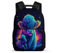 TPISLI Sac d'École Imprimé Highland Vache pour Garçons Filles 7-11 Ans, Sac à Dos Vache Cartable Scolaire, School Bag, Léger Durable, Poches Latérales, Voyage Quotidien