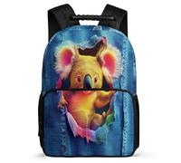 TPISLI Sac d'École Koala Design pour Garçons École Primaire Sac Collège Animal Illustration 8-12 Ans Daypack, Poignée Solide Poches Latérales Promenade Randonnée