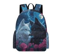 TPISLI Sac d'École Loup Garçons et Filles 11-14 Ans Sac à Dos Roses Loups Collège Durable Imperméable pour Rentrée Cours Voyage Randonnée Usage Quotidien Rentrée Scolaire