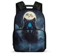TPISLI Sac d'École Lune Loups Enfants 5-10 Ans Sac à Dos Loup pour Garçon Fille CM1 CM2 Bookbag, Poches Latérales Poignée Solide Voyage Quotidien