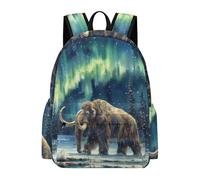 TPISLI Sac d'École Mammouth Motif Garçon 11 Ans Sac à Dos Aurore Boréale Fille CM2 Cartable Léger Imperméable pour Voyage Cours et Cadeau d'Anniversaire, Backpack Usage Quotidien