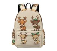 TPISLI Sac d'École Mignon Bébé Renne pour Garçon et Fille 9-14 Ans Sac à Dos Kawaii Cerf CE2 CM1 Cartable Imperméable Durable pour Cours Sorties Loisirs, Daypack Rentrée Scolaire et Cadeau