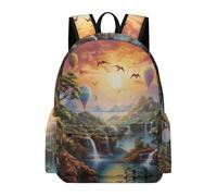 TPISLI Sac d'École Montgolfière CM2 Élève Garçon Sac à Dos Coloré Paysage 11 Ans Élève Fille Cartable Imperméable Grand pour Usage Quotidien Promenade et Voyage Loisirs, School Bag