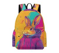TPISLI Sac d'École Motif Animal Lapin Fille Garçon 15 Ans Cartable Lapin CP CE1 Sac à Dos Durable À la Mode pour École Voyage Promenade, Daypack Usage Quotidien et Sorties