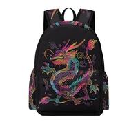 TPISLI Sac d'École Motif Dragon Fille Garçon 15 Ans Cartable Style Chinois Primaire Sac à Dos Léger Durable pour École Voyage Promenade, Daypack Usage Quotidien et Sorties Loisirs