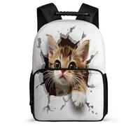 TPISLI Sac d'École Motif Drôle Chat pour Garçons Filles 6-10 Ans, Sac à Dos Animal Chaton Cartable Scolaire, School Bag, Léger Durable, Poches Latérales, Voyage Quotidien