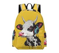 TPISLI Sac d'École Motif Mode Bovins Garçon Fille 12 Ans Sac à Dos Motif Vache Primaire CE1 CE2 Cartable Léger Imperméable pour Cours Sorties Loisirs, School Backpack Rentrée Scolaire et Cadeau