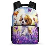 TPISLI Sac d'École Papillon Chiot Enfants 5-10 Ans Sac à Dos Mignon Chien pour Garçons CE2 CM1 Daypack, Dos Rembourré Poches Latérales Promenade Randonnée