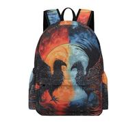 TPISLI Sac d'École Viking Corbeau Ado Fille Cartable Oiseau Imprimé Adolescent Garçon 15 Ans Collège Cartable Scolaire Grand Durable pour Rentrée Scolaire Voyage et Cours Usage Quotidien