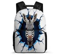 TPISLI Sac d'École Zèbre Design Enfants 5-10 Ans Sac à Dos 3D Animal Imprimé pour Filles Cours Primaire Daypack, Léger Durable Poignée Solide Cadeau de Rentrée
