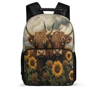TPISLI Sac Highland Vache pour Filles Garçons Ce1 Ce2, Sac à Dos Motif Bovin Cartable Enfants, Daypack, Promenade Randonnée, Usage Quotidien, Cadeau