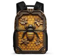 TPISLI Sac Scolaire Abeille Motif Cours Primaire pour Garçons Filles Sac à Dos 3D Abeille Imprimé 6-10 Ans Bookbag, Détails en Feutre Léger Durable Cadeau de Rentrée