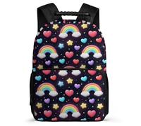TPISLI Sac Scolaire Arc-en-ciel Cœurs Motif pour Garçons École Primaire Cartable Colourful 5-10 Ans Backpack, Dos Rembourré Poches Latérales Cadeau Anniversaire
