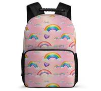 TPISLI Sac Scolaire Arc-en-ciel Imprimé CE1 CE2 pour Garçons Filles Cartable Colourful 7-12 Ans School Bag, Dos Rembourré Détails en Feutre Cadeau Anniversaire