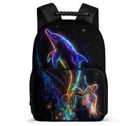 TPISLI Sac Scolaire Baleine Illustration pour Garçons Filles 5-10 Ans Sac Collège Sea Creature CP CE1 Backpack, Dos Rembourré Détails en Feutre Rentrée Scolaire