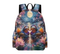 TPISLI Sac Scolaire Canards Mandarins Enfants 7-11 Ans Sac à Dos Lune et Lotus Garçons CE2 CM2 Cartable Imperméable Grand, Voyage Loisirs Promenade Sorties Loisirs