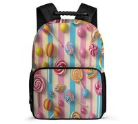 TPISLI Sac Scolaire Candy Design Enfants 6-11 Ans Sac à Dos Colourful pour Garçons Filles CE2 CM1 Backpack, Détails en Feutre Poches Latérales Loisirs Sorties