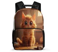 TPISLI Sac Scolaire Chat Motif CE2 CM1 pour Garçons Filles Sac à Dos Animal Chaton 5-10 Ans School Bag, Poches Latérales Détails en Feutre Loisirs Sorties