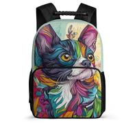 TPISLI Sac Scolaire Colourful Chien pour Garçons Filles CM1 CM2 Cartable Drôle Chiot 6-10 Ans School Bag, Poignée Solide Poches Latérales Cadeau Anniversaire