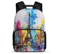 TPISLI Sac Scolaire Eiffel Tower Motif Cours Primaire pour Fille Garçon Cartable Colourful Graffiti 8-12 Ans School Bag, Léger Durable Poches Latérales Rentrée Scolaire