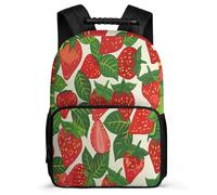 TPISLI Sac Scolaire Fraise Motif pour Garçons École Primaire Cartable Fruit Motif 5-10 Ans Backpack, Dos Rembourré Poches Latérales Cadeau Anniversaire
