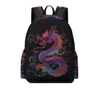 TPISLI Sac Scolaire Imprimé Dragon Garçon Fille 7-10 Ans Cartable Style Chinois CP CE1 Durable Imperméable pour Rentrée Cours Voyage Randonnée Usage Quotidien Rentrée Scolaire
