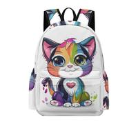 TPISLI Sac Scolaire Imprimé Mignon Chat Garçon Fille 15 Ans Cartable Animal Chaton CE1 CM1 Imperméable Durable pour Rentrée Scolaire Promenade Randonnée et Sorties Usage Quotidien