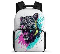 TPISLI Sac Scolaire Léopard Design pour Élèves École Primaire Cartable Cheetah Animal 7-12 Ans School Bag, Détails en Feutre Dos Rembourré Promenade Randonnée