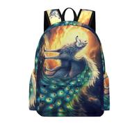 TPISLI Sac Scolaire Loup Paon Fille Garçon 12-15 Ans Cartable Animal Loup CE2 CM1 Sac à Dos Durable Grand Format pour École Voyage Promenade, Bookbag Rentrée Scolaire et Cadeau