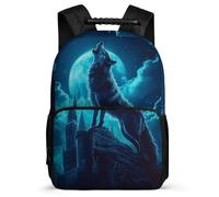 TPISLI Sac Scolaire Loups Howling Design École Primaire pour Filles Garçons Sac Scolaire Loup 6-10 Ans Bookbag, Poches Latérales Tissu 1680D Cadeau Anniversaire