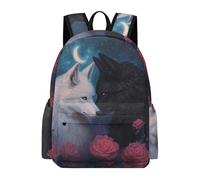 TPISLI Sac Scolaire Loups Roses Fille Garçon 9 Ans Cartable Animal Loup Primaire CE1 CE2 Sac à Dos Imperméable Durable pour École Voyage Promenade, School Bag Rentrée Scolaire et Cadeau