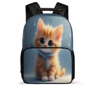 TPISLI Sac Scolaire Mignon Chat Enfants 5-10 Ans Sac Scolaire Chaton pour Filles CM1 CM2 Backpack, Poches Latérales Léger Durable Promenade Randonnée