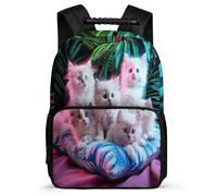 TPISLI Sac Scolaire Mignon Chat Motif Cours Primaire pour Garçons Sac d'École Animal Chaton 6-11 Ans Daypack, Poches Latérales Dos Rembourré Promenade Randonnée