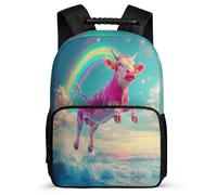 TPISLI Sac Scolaire Motif Vache Arc-en-ciel Cp Ce1 pour Garçons Filles, Cartable Motif Taureau Sac à Dos Enfants, School Bag, Tissu 1680D, Détails en Feutre, Rentrée Voyage